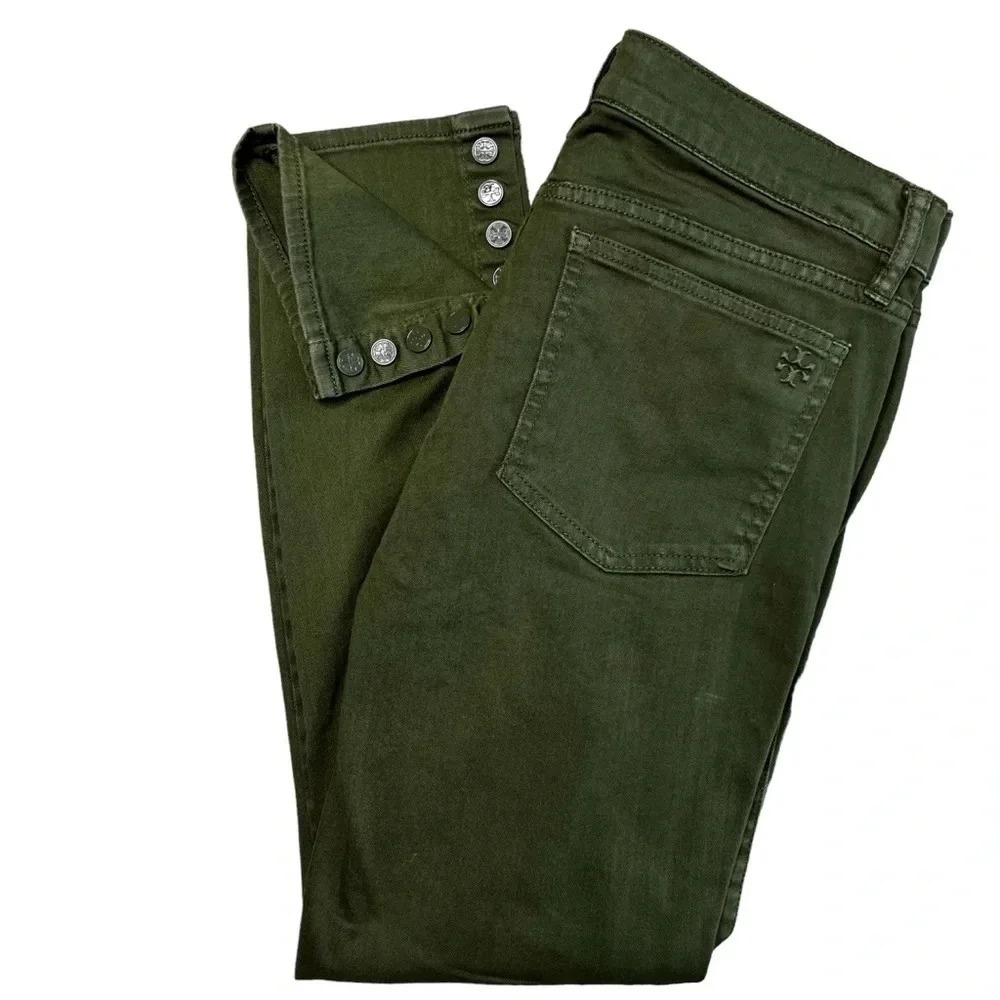 Tory Burch Emmy Ankle Skinny Jeans in Olive Green Size 30